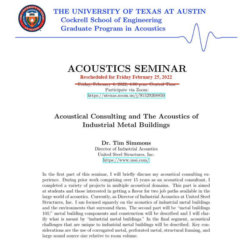 Acoustical Consulting & The Acoustics of Industrial Metal Buildings Seminar